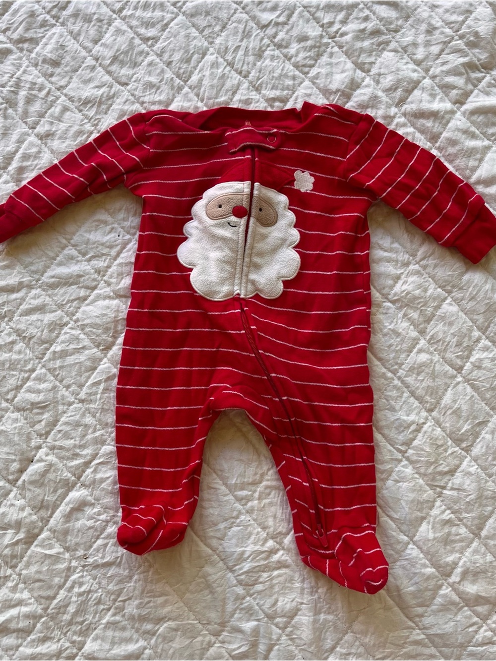 Carter's Red & White Santa Stripe Footed Pajamas